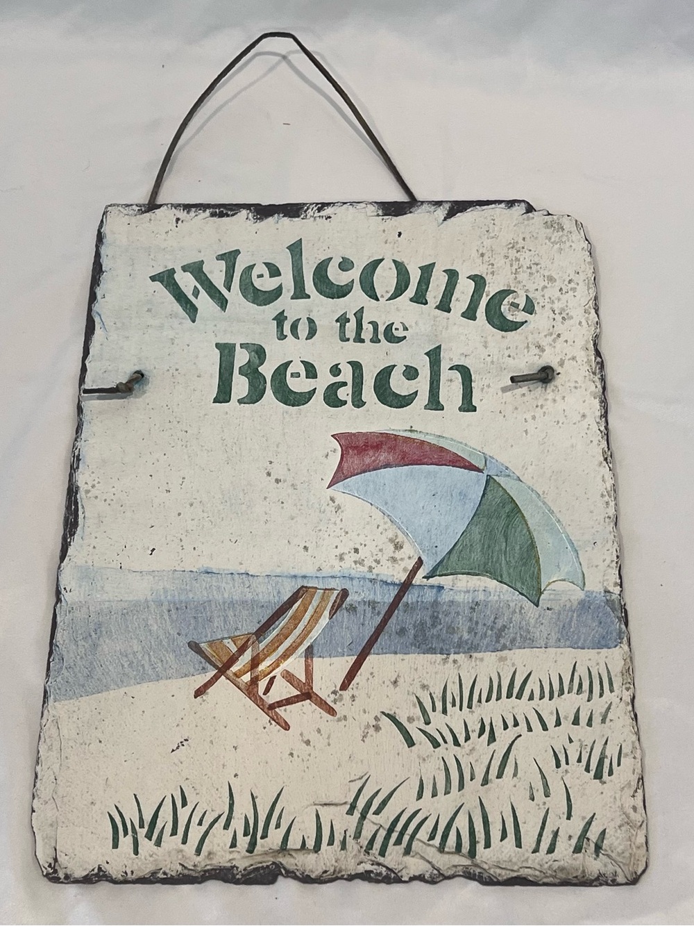 Welcome to the Beach Hand Painted Coastal Wall Plaque Rustic Beach House Decor